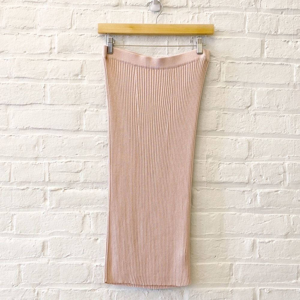 Peruvian Connection || Rebelle Midi Skirt Ribbed Modal Pima Cotton Blush Pink M